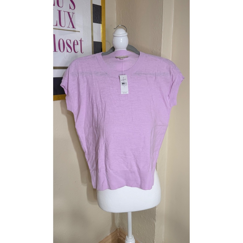 Loft Outlet Womens Lavender Purple Short Sleeve Knit Sweater Shell XS 38389337